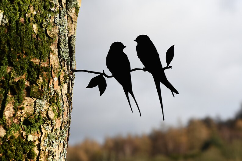 Barn swallows Love birds metal tree art metal bird garden image 0