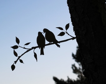 Oiseaux d’amour métal arbre art métal jardin d’oiseaux Acier Rusty Argent Cuivre Or Noir