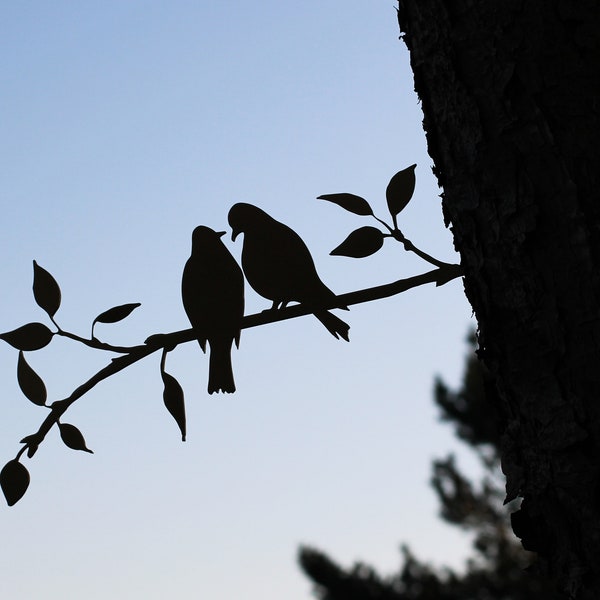 Oiseaux d’amour métal arbre art métal jardin d’oiseaux Acier Rusty Argent Cuivre Or Noir