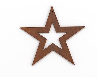 Rusty hanging star outline home garden metal ornament, decoration, Christmas, gift, present, rustic, country, sculpture