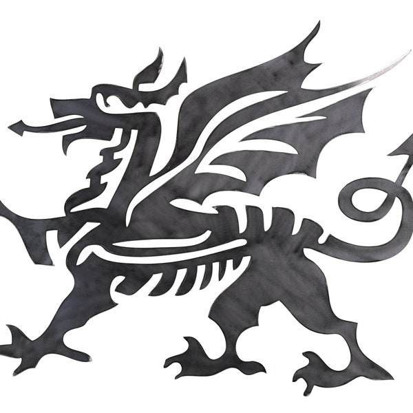 CYMRU Welsh Dragon wall art Solid Steel Metal hand finished Y Ddraig Goch