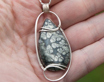 Nipomo Marcasite Pyrite Agate Wire Wrapped Pendant, Wire Wrapped Stone Pendant, Sterling Silver Wire Wrap Pendant,  Pyrite Agate Pendant