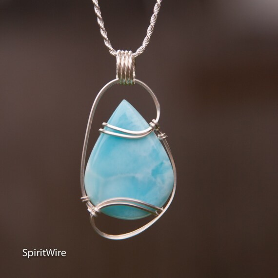 Sterling Silver Larimar Dolphin Teardrop Necklace Sterling Silver Larimar Dolphin Teardrop Necklace