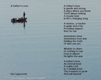 Fathers Day Poem, A Father's Love, Fathers Day Poetry, Father's Day Gift, Fishing Art Print For Dad, Digital Download