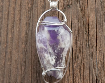 Amethyst Crystal Pendant, Sterling Silver Wire Wrapped Stone Pendant, Wire Wrapped Crystal Pendant, Stone Wire Wrap, Crystal Wire Wrap