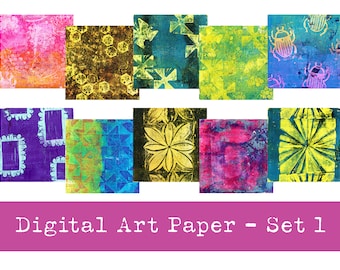 Digital Art Paper / Set 1 / File JPG / 6x6 / Trasferimento immagini / 10 Disegni