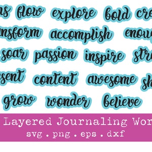 20 Mehrschichtige Journaling Wörter | Inspirierte Worte | Wort des Jahres | SVG | Digitale Datei