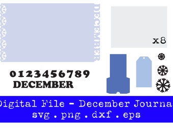 Kit diario di dicembre / Diario d'arte / Intenzioni quotidiane / SVG / File digitale