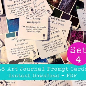 48 Art Journal Prompt Cards SET 4 / PDF stampabile / Schede di suggerimento per il diario / Ispirazione artistica / Junk Journaling / Tecniche di tecniche miste