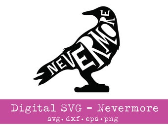 Corvo | Nunca mais | Dia das Bruxas | Poe | SVG digital | Arquivo de corte Cricut