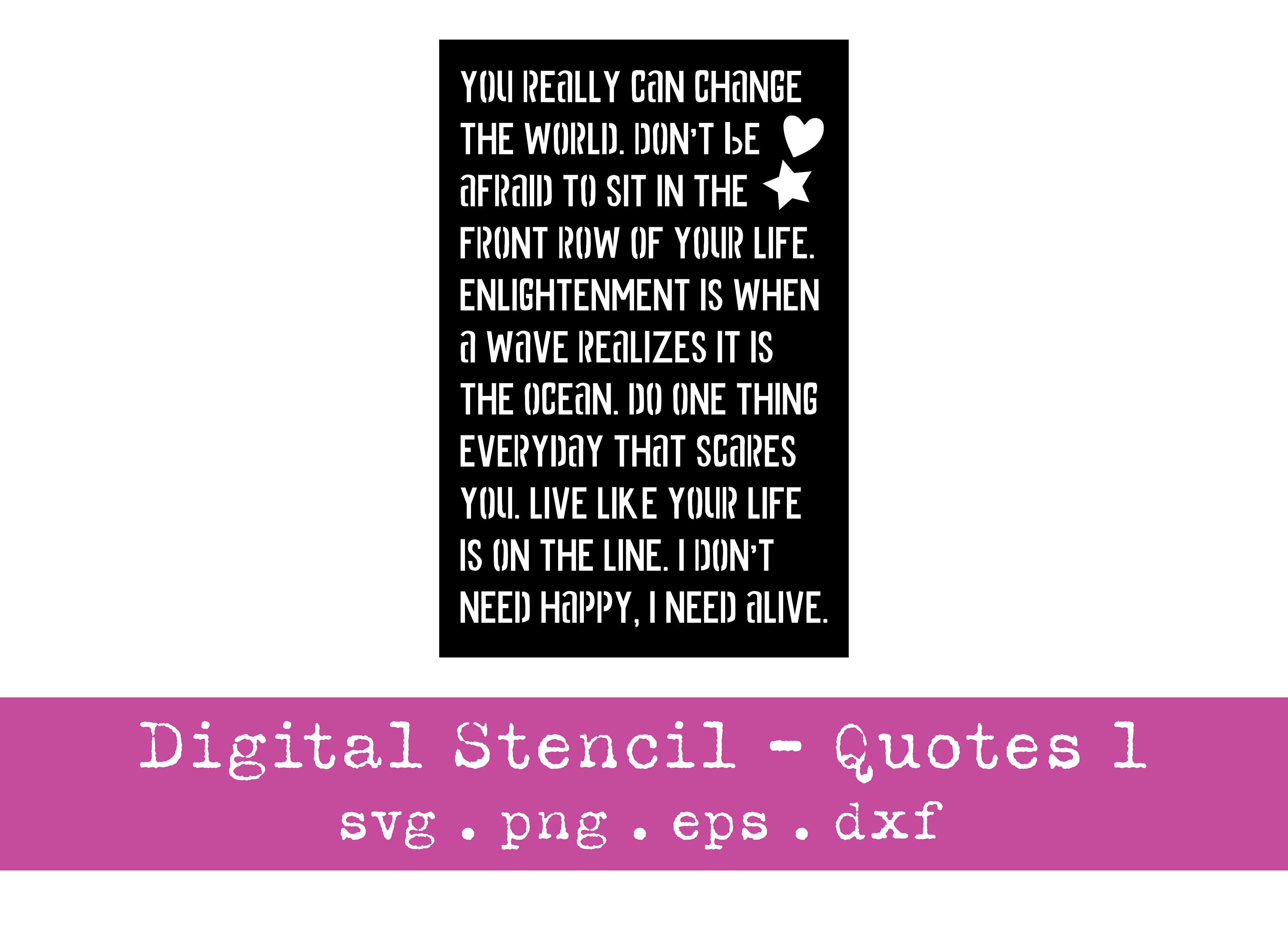 Stencil digitale / Citazioni 1 modello / SVG / File vettoriale