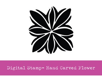 Digitaler Stempel | Handgeschnitzter Blumen Einzelstempel | Druckbarer Stempel | PNG