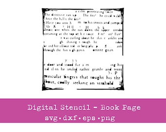 Book Page Print | Book Text | Digital Stencil | SVG | Vector File