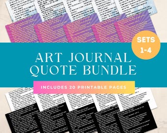 Paquete de citas para diarios de arte / Palabras para diarios basura / 20 páginas / PDF imprimible / Descarga digital / Efímera