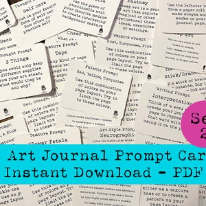 48 Art Journal Prompt Cards SET 2 | Printable PDF | Journal prompt cards | Art Inspiration | Junk Journaling | Mixed Media Techniques