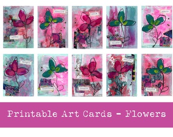 Carte collezionabili per artisti floreali / Stampabili / Carte d'arte / JPG