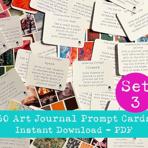 60 Art Journal Prompt Cards SET 3 | Druckbare PDF | Journal Prompt Karten | Kunst Inspiration | Junk Journaling | Mixed Media Techniken