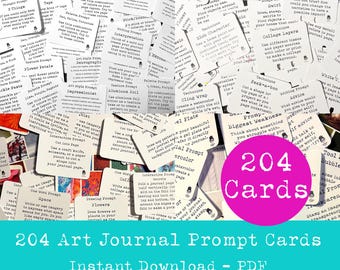 204 Art Journal-promptkaarten | Inspiratie gemengde media (afdrukbare pdf)
