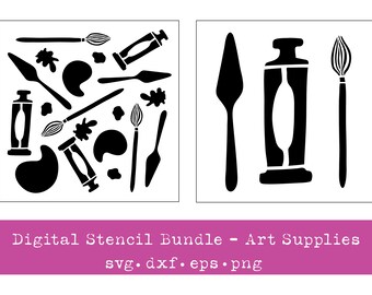 Art Supplies| Bundle | Artist | Digital Stencil | SVG | Vector File