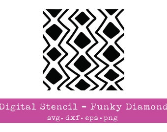 Digital Stencil | Funky Diamond Pattern | SVG | Vector File