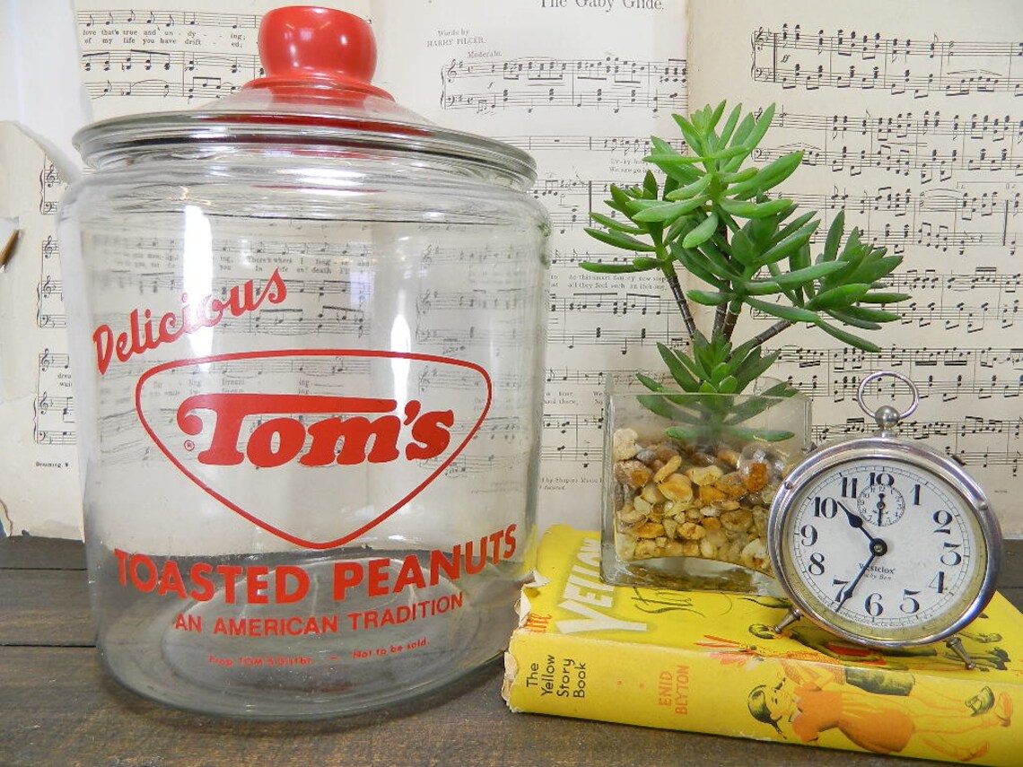 Toms Toasted Peanuts Jar with Lid Reproduction Toms Jar Etsy