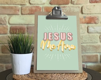 Digital lettering print - Jesus me ama