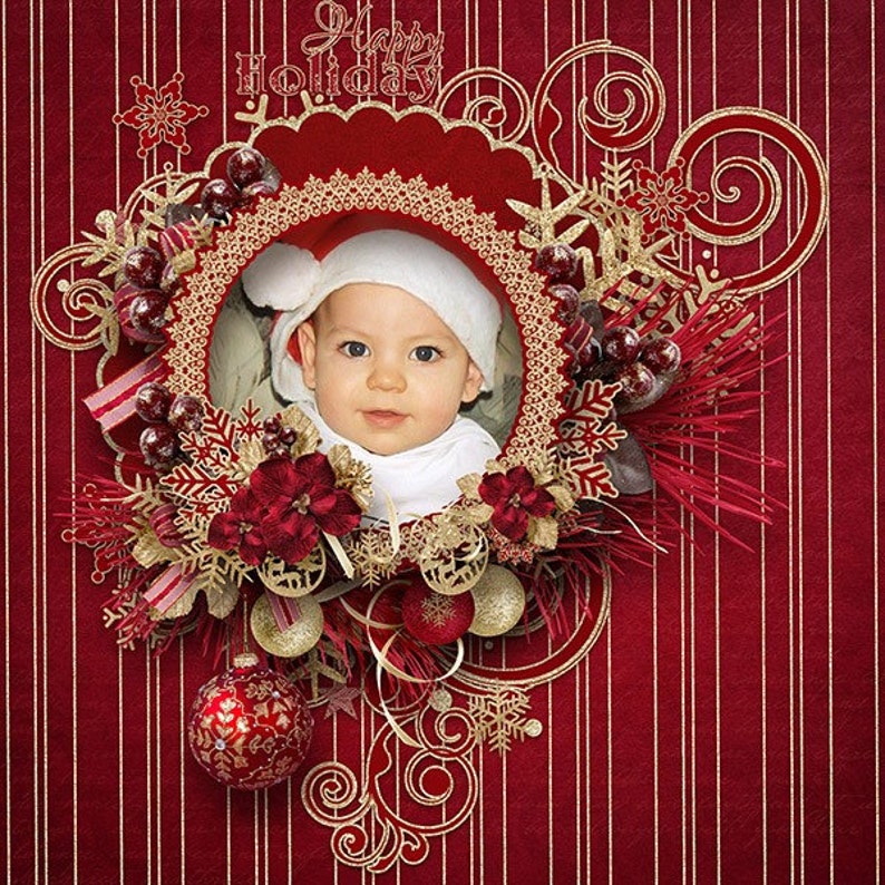 Christmas Glow Digital Scrapbook Kit Embellishments & Etsy