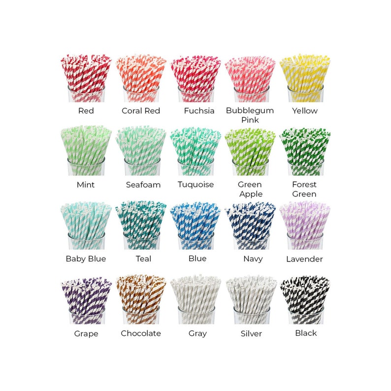 Just Artifacts Decorative Striped Paper Straws - Party Paper Straws for Weddings, Party, and Home Decor