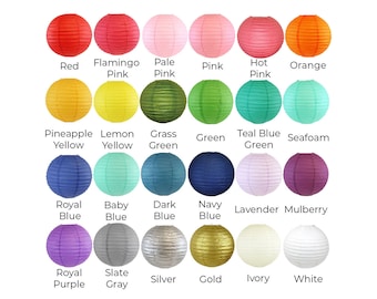 Just Artifacts Colored Paper Lanterns - Choose your Size and Color! - Paper Lanterns for Weddings, Parties, & Home Decor
