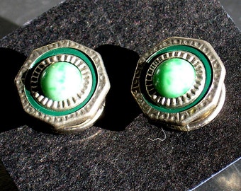 Vintage jadite snaplink cufflinks Deco style