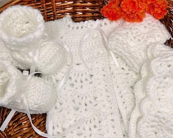 Handmade Crocheted Baby Sweater Set: Bonnet & Booties, Newborn Gift (0-3 Months)