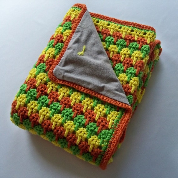 Crochet Baby Blanket With A Flannel Backing Crib Size Baby Etsy