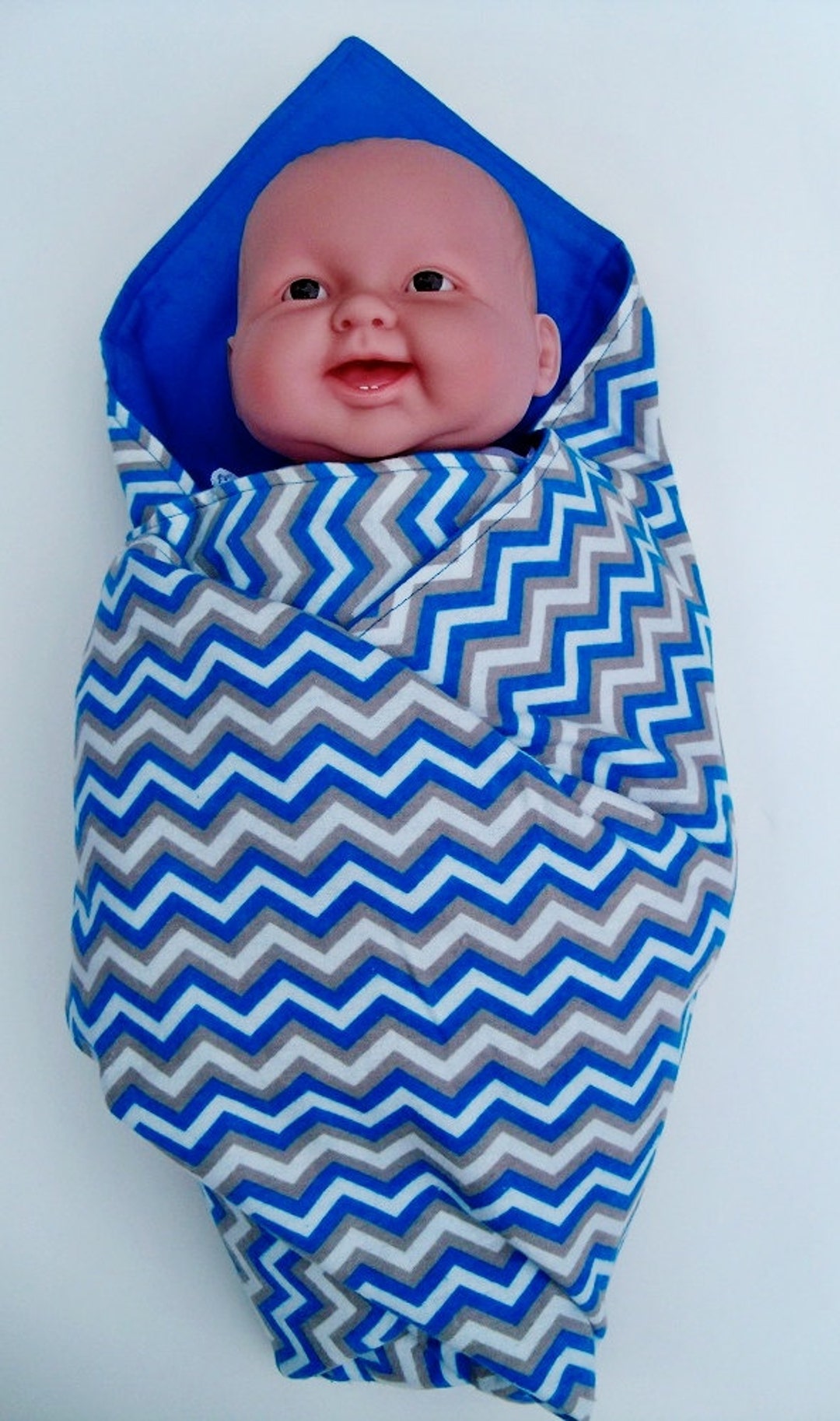 Large Blue Receiving Swaddling Blanket Baby Blanket Flannel Etsy