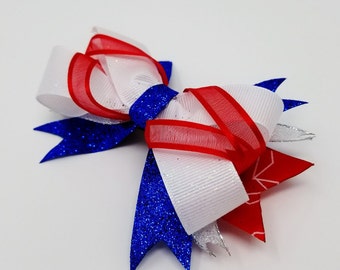 July 4TH Hair Bow, Red White and Blue Hair Bow, Hair Barrette, Independence Day, USA Patriotic Hair Barrette, Hair Bow, Hair Accessory