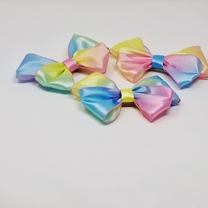 Pastel Rainbow Hair Bow, Hair Accessory for Woman, Girls, Ribbon Bow, Hair Accessories, Hair Decor, Handmade Bow, French Barrette