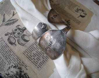 Set of 4 Napkin Rings from Sterling Silver Spoons "Bon Appetit"