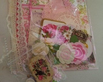 Summer blossoms junk journal kit, summer rose junk journal kit, summer blossoms ephemera, summer blossoms scrapbook ephemera