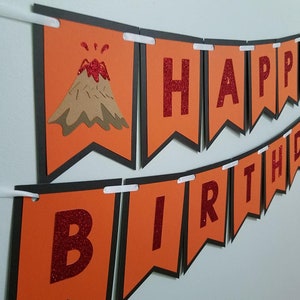 Volcano banner, Lava banner, Volcano birthday banner, lava birthday banner