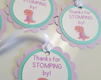 2 DOZEN Dinosaur favor tags, dinosaur table scatter, princess dinosaur party, dinosaur birthday, girly dinosaur, pastel dinosaurs, dinosaur