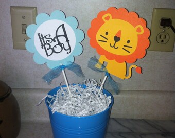 Lion It's a boy centerpiece sticks, Safari centerpiece sticks, Its a boy decorations, Lion baby shower