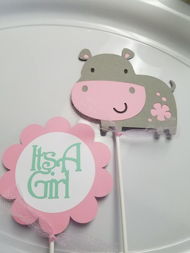 Hippo Its a Girl Centerpiece Hippo Baby Shower Hippo Etsy