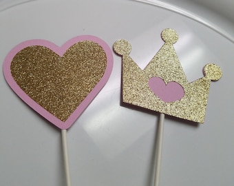 Princess centerpiece sticks, crown centerpiece sticks, it's a girl baby shower,