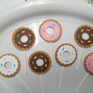 Donut cupcake toppers, donut party, donut birthday party, donut grow up, donut birthday, donut decorations, donut centerpiece, donut favors