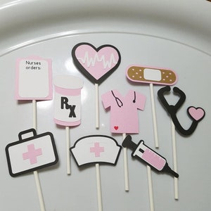 Nurse cupcake toppers, nurse decorations, nurse graduation decoration, nurse graduation party, nurse party, nurse table scatter