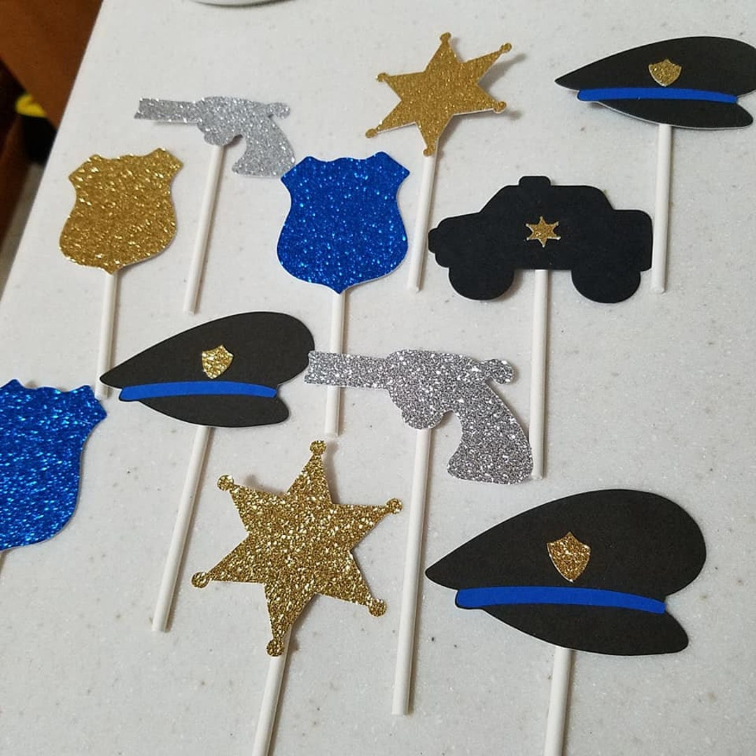Police Cupcake Toppers, Police Decorations, Police Graduation, Police ...