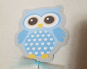 Owl cupcake toppers, Owl Baby Shower centerpiece sticks, owl baby shower, owl centerpiece, owl party, its a boy shower