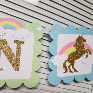 Pancarta de unicornio, cumpleaños de unicornio, fiesta de unicornio, pancarta de arco iris de unicornio, decoraciones de fiesta de unicornio imagen 2