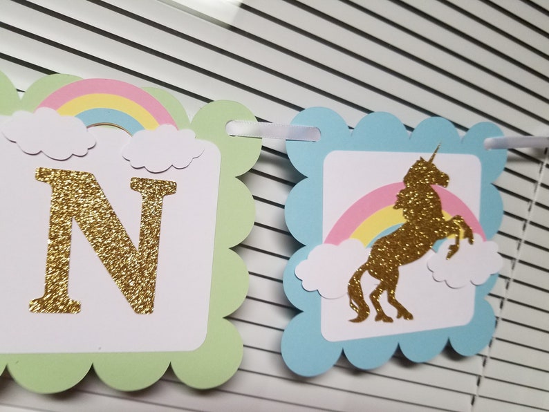 Pancarta de unicornio, cumpleaños de unicornio, fiesta de unicornio, pancarta de arco iris de unicornio, decoraciones de fiesta de unicornio imagen 2