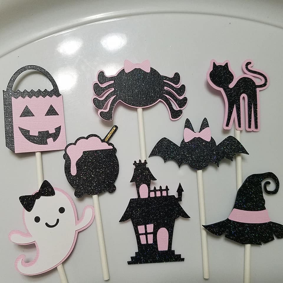 halloween cupcake toppers, spooky party, glitter halloween decorations decorations, halloween cupcake toppers, ghost cupcake toppers
