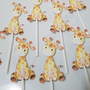 Giraffe cupcake toppers, giraffe baby shower, giraffe party decorations, giraffe boy shower, giraffe girl baby shower, ready to ship